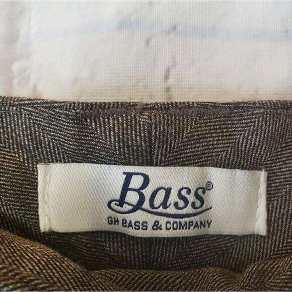 G.H. BASS & Company Wide Leg Herringbone  Trousers Brown 8 - Picture 4 of 8